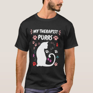 Camiseta Mi Terapeuta Ronronea Mujer Amante de Gatos Divert