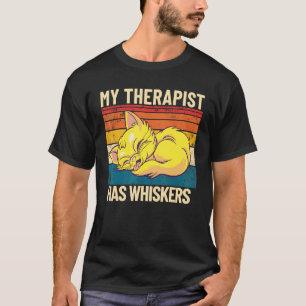 Camiseta Mi Terapeuta Tiene Bigotes Terapia Retro Gato Masc