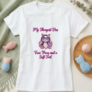 Camiseta Mi Terapeuta Tiene Cuatro Patas Amante Gatos Cola 
