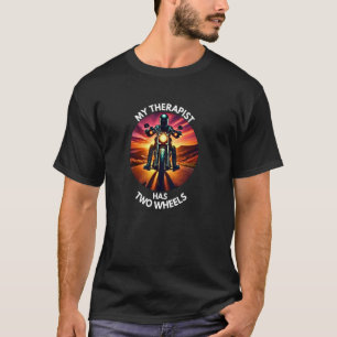 Camiseta Mi terapeuta tiene dos ruedas, puesta de sol, moto