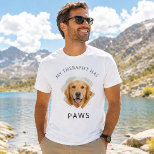 Camiseta Mi terapeuta tiene patas foto de Golden Retriver