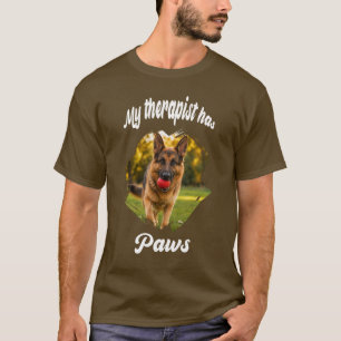 Camiseta Mi terapeuta tiene patas foto perro marrón
