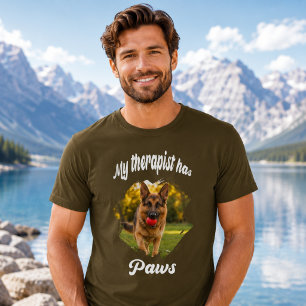 Camiseta Mi terapeuta tiene patas foto perro marrón