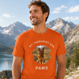 Camiseta Mi terapeuta tiene patas foto perro naranja