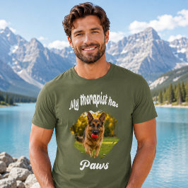 Camiseta Mi terapeuta tiene patas foto perro verde