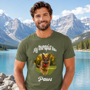 Camiseta Mi terapeuta tiene patas foto perro verde