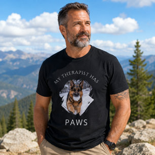 Camiseta Mi terapeuta tiene patas Perro GSD Foto Negro