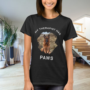 Camiseta Mi terapeuta tiene una foto de perro con patas neg