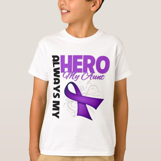 Camiseta Mi tía Always My Hero - cinta púrpura (Anverso)