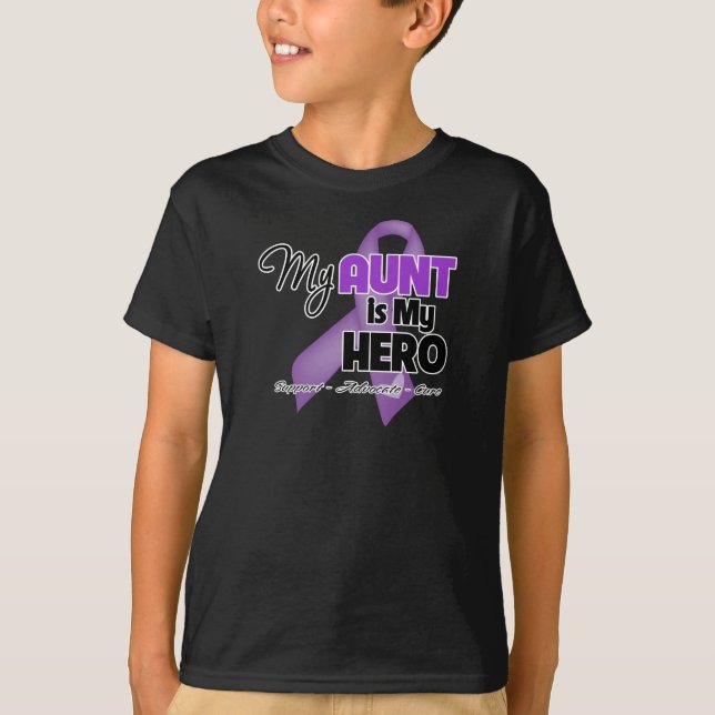 Camiseta Mi tía es mi héroe - cinta púrpura (Anverso)