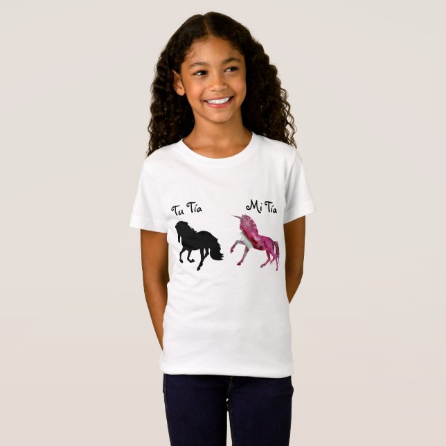 Camiseta Mi Tía Tiene Humor Unicornio Caballo Familia (Anverso completo)