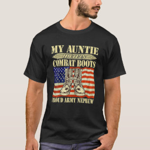 Camiseta Mi tía Usa Boots De Combate Ejército Orgulloso Mil