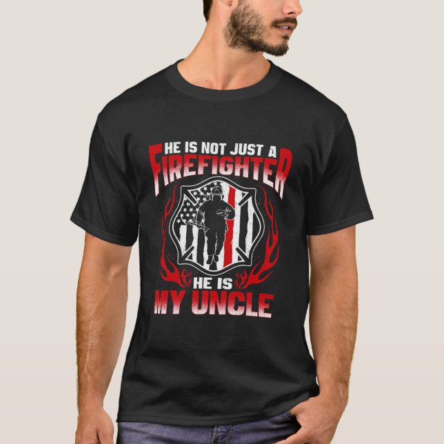 Camiseta Mi Tío Es Un Héroe De Bomberos Orgulloso De Fuego (Anverso)
