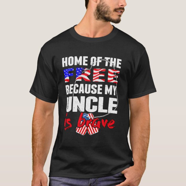 Camiseta Mi Tío Es Valiente Hogar Del Ejército Orgulloso Li (Anverso)