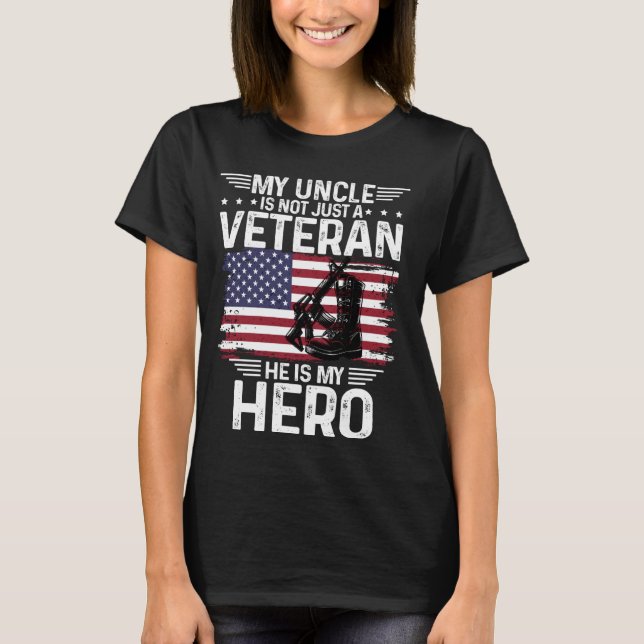 Camiseta Mi Tío Es Veterano, Es Mi Ejército Camisas Héroes. (Anverso)