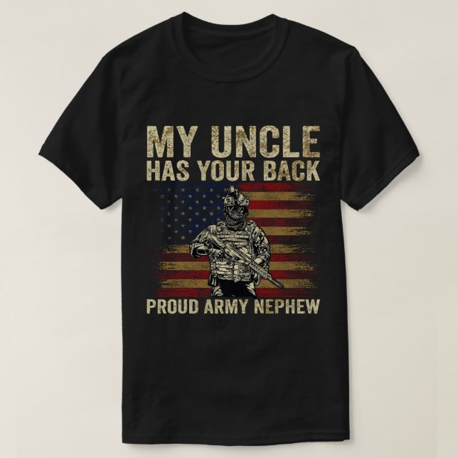 Camiseta Mi tío tiene tu espalda Orgullosa del Ejército Sob (Diseño del anverso)