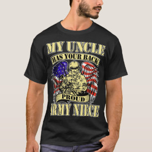 Camiseta Mi tío tiene tu espalda Orgullosa Niña US Militar