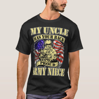 Camiseta Mi tío tiene tu espalda Orgullosa Niña US Militar