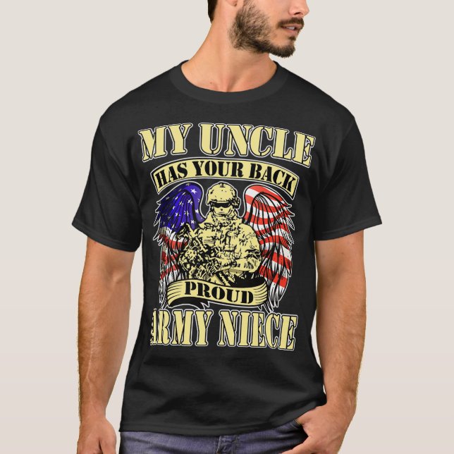 Camiseta Mi tío tiene tu espalda Orgullosa Niña US Militar (Anverso)
