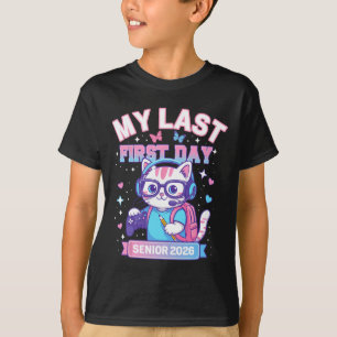 Camiseta Mi último primer día Senior 2026 Gamer de gato lin
