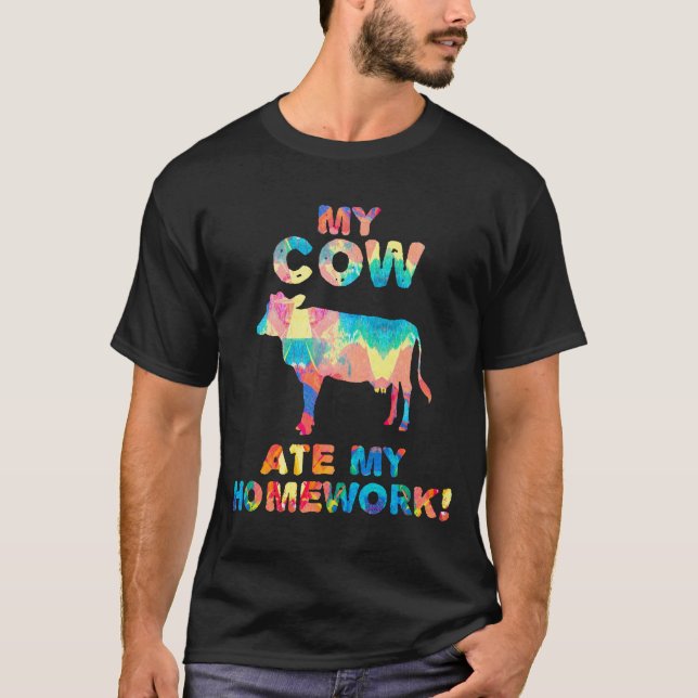 Camiseta Mi vaca comió mi casa Heifer Farm Cattle de vuelta (Anverso)