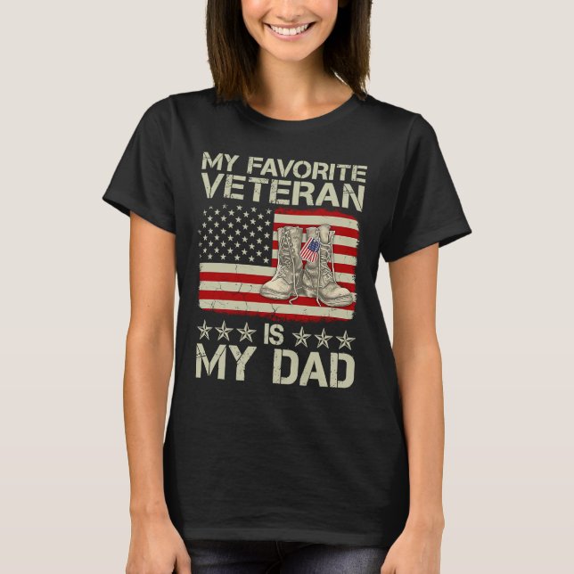 Camiseta Mi Veterano Favorito Es Mi Padre Combate Boots Ame (Anverso)
