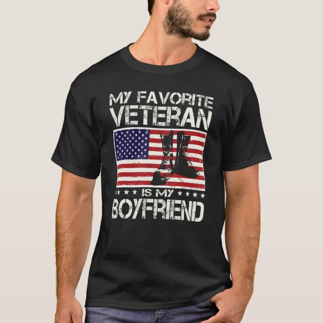Camiseta Mi Veterano Favorito Es Mi Padre Con La Bandera De (Anverso)