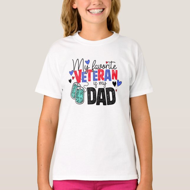 Camiseta Mi Veterano Favorito Es Mi Padre Militar (Anverso)