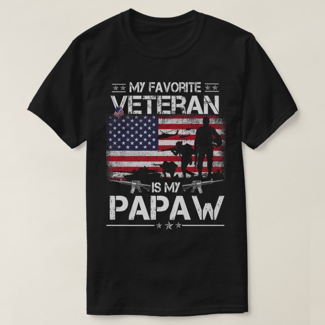 Camiseta Mi Veterano Favorito Es Mi Papaw - Bandera Padre V (Diseño del anverso)