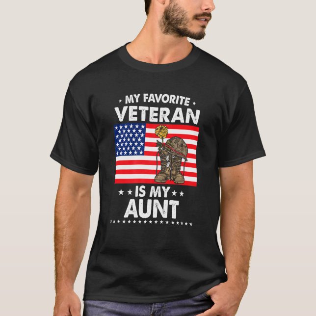Camiseta Mi Veterano Favorito Es Mi Tía, Orgullosa Tía Vete (Anverso)