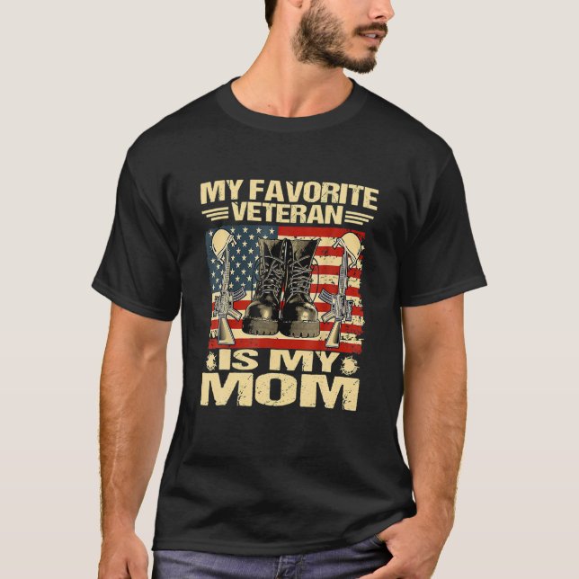 Camiseta Mi Veterano Veterano Es Mi Mamá Orgullosa. (Anverso)
