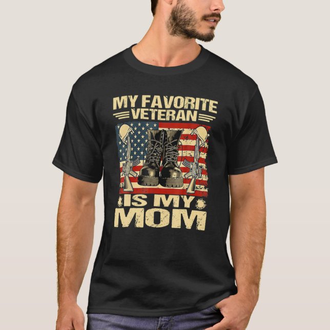 Camiseta Mi Veterano Veterano Es Mi Mamá Orgullosa. (Anverso)