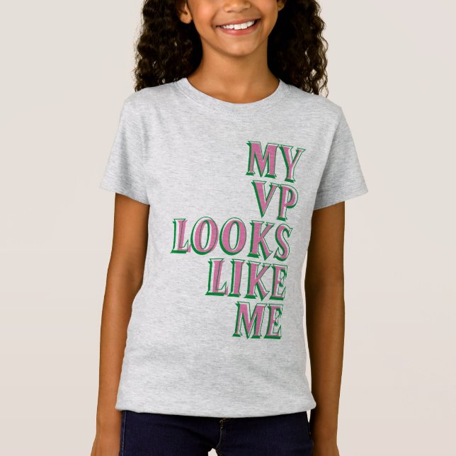 Camiseta Mi vicepresidente se parece a mí rosa y verde (Anverso)