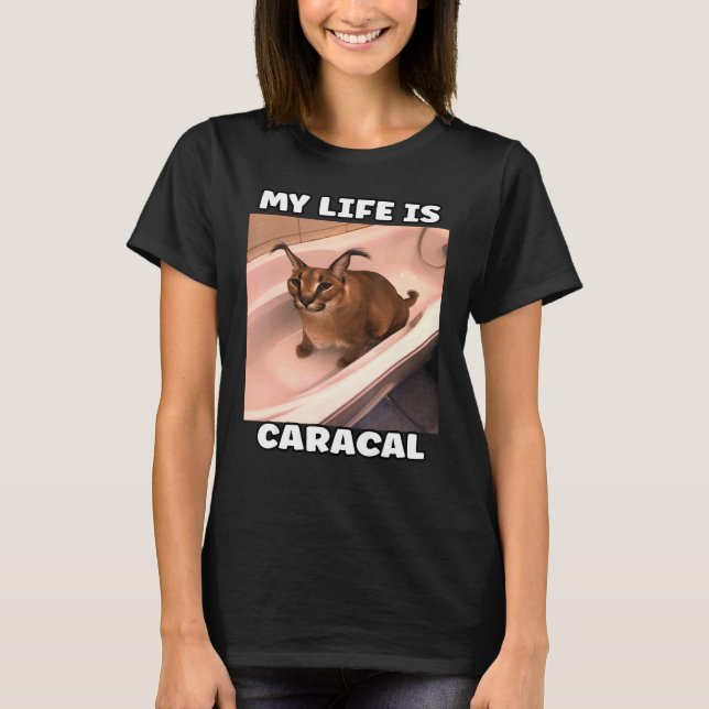Camiseta Mi vida es un gato meme caracal (Anverso)