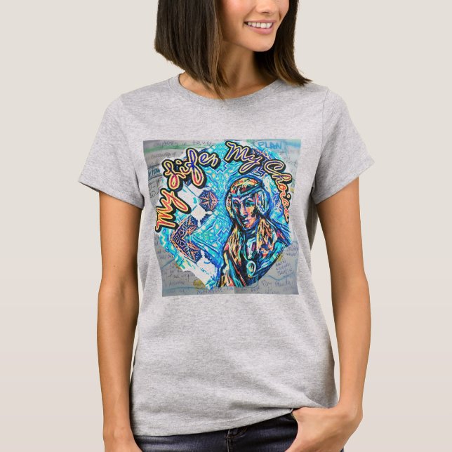 Camiseta Mi Vida, Mi Elección. Mujer Princesa y fractal (Anverso)
