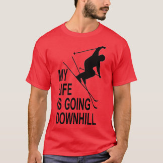Camiseta Mi vida se está yendo de esquí cuesta abajo 1 BLK
