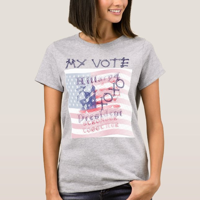 Camiseta Mi voto XOXO USA Hillary 4 Presidente Americano (Anverso)