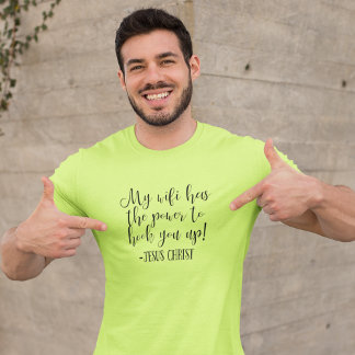 Camiseta Mi WiFi tiene poder Jesucristo Diversión Blanco