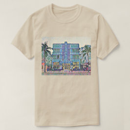 Camiseta Miami Beach Art Deco Hotel Pintura 2