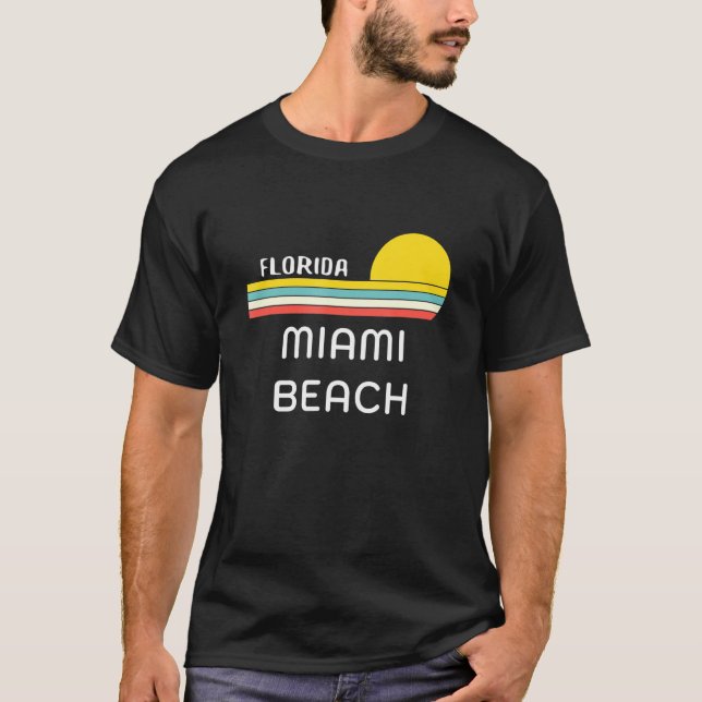 Camiseta Miami Beach de los años 70 retro para mujeres Flor (Anverso)