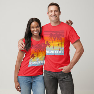 Camiseta Miami Beach Florida Estrellas Retro Sunset de los 