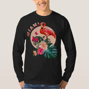 Camiseta Miami Beach Florida Flamingo Sunset Flores Miami