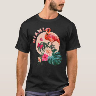 Camiseta Miami Beach Florida Flamingo Sunset Flores Miami