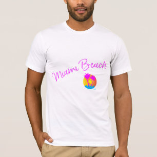 Camiseta Miami Beach, Florida Logo Palmas Sun Guay
