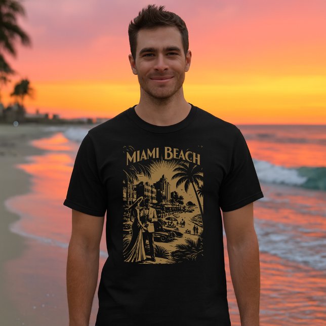 Camiseta Miami Beach, Florida Retro Art Deco Travel Tourism (Subido por el creador)