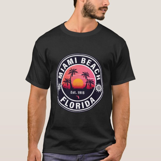 Camiseta Miami Beach Florida Retro Sunset Souvenirs 60 (Anverso)