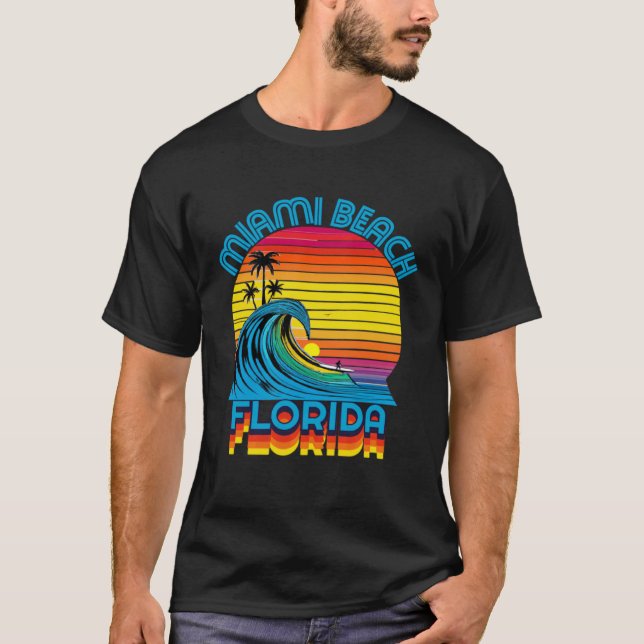 Camiseta Miami Beach Florida Retro Throwback Surf & Beach S (Anverso)