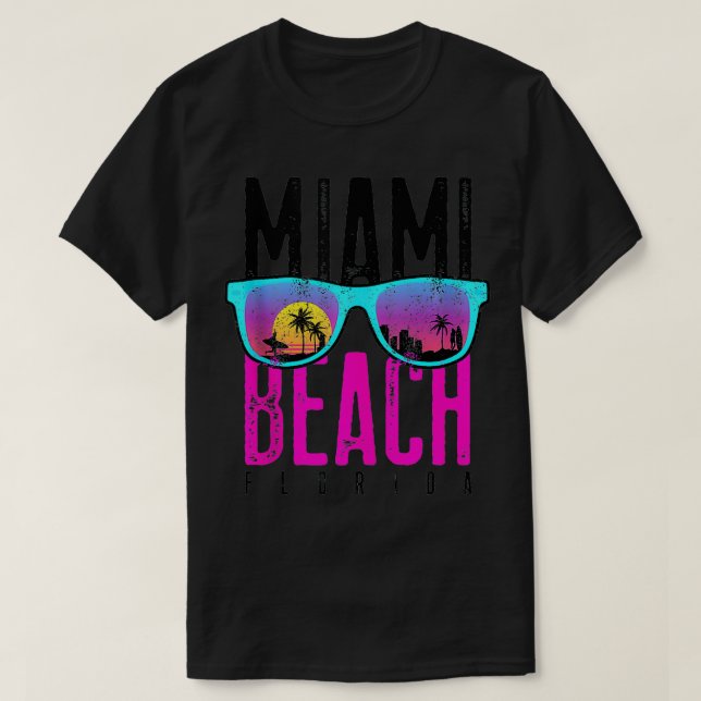 Camiseta Miami Beach Florida Sunset Retro Surf Mi (Diseño del anverso)