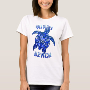 Camiseta Miami Beach Florida Vacacional Tortuga Tribal