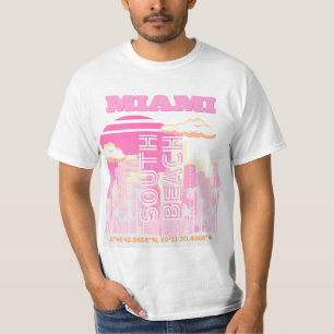 Camiseta Miami Beach, Miami Travel Art, Preppy, Pink
